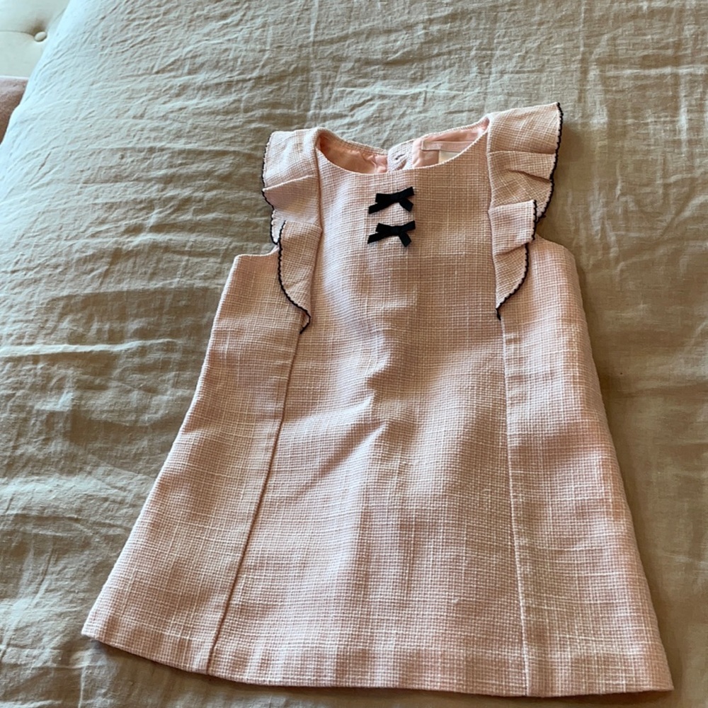 Janie and Jack Pink Textured Bow Trim Dress